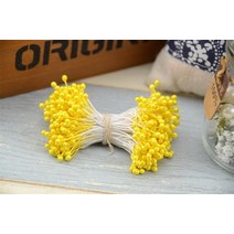 인조 꽃 더블 헤드 수술 진주 공예 케이크 장식 스크랩북 홈 웨딩 파티 300, 06 Deep yellow