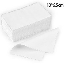 실버 깨끗한 연마 천 목걸이 반지 주얼리 청소 도구 10x6.5cm/8x8cm 50 개, 10cm White