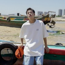 F 무거운 240g 코마면 여름 간단한 편지 인쇄 반팔 티셔츠 남성 반팔 유행 브랜드 바닥 셔츠 티셔츠 모노타임 헤이즐모드 럭키슈에뜨 맥커스 허그본