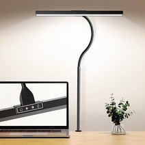 가정용 bravzurg LED 데스크 램프 - 충전기가 있는 12W 데스크 라이트 바 25개의 조명 모드 모니터를 위한 현대적인 유연한 구스넥 클립 테이블 램프 연구 사무실 작, Black_15.7in