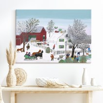 더 아트 컴퍼니 그랜마 모지스 따뜻 힐링 명화그림 액자 행복 그림 아이방 카페 홈데코 거실 사무실 매장 인테리어 50종 26-50, 44. GM-방문