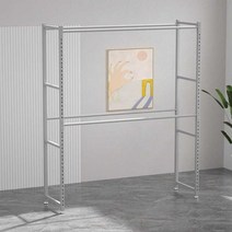 세탁소 행거랙 옷걸이 의상실 철제 의류창고 업소용, 화이트 그레이 100x60x200(3단)