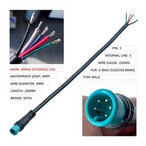 전기자전거 디스플레이 20cm 연장 코드 ebike 커넥터 전기 스쿠터 전자 자전거 용 23456 핀 케이블 방수 커넥터 신호 라인, 5핀 남성