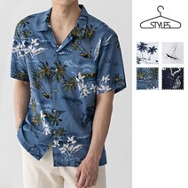 스타일 에스 M-4XL 빅사이즈 슬림핏 오픈카라 하와이안 반팔 셔츠