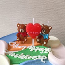 [재입고]커플 곰돌이초 2개세트 생일초 파티초 기념일, 레드+블루 세트