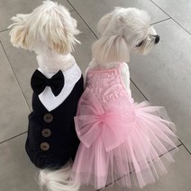 강아지옷 턱시도 웨딩 드레스 원피스 결혼식 파티, 드레스(화이트)