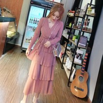 SAMARA 원피스 스팽글 연말원피스 카라원피스 럭셔리 쉬폰 레이스