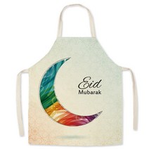 앞치마 베이킹 액세서리 라마단 패턴 코튼 린넨 주방 여성용 남자 가정 요리 액세서리 muslim 베이킹 가게 청소, 3, 68x55cm
