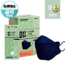라이브잇 뉴크린웰 스타일 황사방역마스크 중형 KF94 화이트, 30매, 6개, 네이비