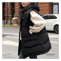 티피 빅 사이즈 여성 겨울 신제품 패션 미디 롱 루즈핏 도톰하다 보온 패딩 조끼