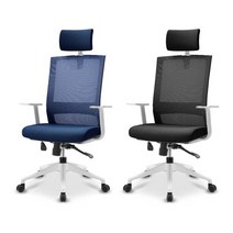 루디스 블랙 화이트 사무용 사무실 회의실 책상의자, 블랙 프레임/아이보리 화이트 등받이/오렌지