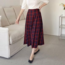 뒤밴딩 체크스커트 1114803BOTTOM 프린트 패턴스커트 그린 Green 레드 Red 캐주얼 어반 모던 심