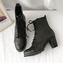 나나구두 데일리 레이스업 라운드 워커 통굽 힐 6.5cm