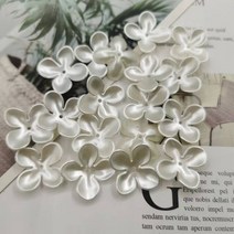 비즈공예재료 레진아트 네 잎 꽃 DIY 수동 구슬 ABS 느슨한 보석 만들기위한 모조 진주 Diy 수제 액세서리 27mm 50 개, pearl white