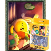 퍼즐피플 샌드박스즈 포켓몬스터 카카오 팬시퍼즐 모음 직소퍼즐, 굿나잇 무지앤콘 카카오프렌즈 204피스 액자포함(엔틱그린), 204p