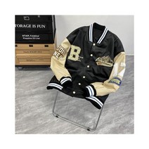 바시티자켓 남자 야구점퍼 봄 캐쥬얼 가을 겨울 레트로 미국 파일럿 가죽 자켓 남성용 여성용 루즈한 힙합 Y2K 자수 스티치 야구 유니폼