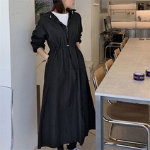 오노마 오노마 ONM 바스락 허리스트링 긴팔 지퍼 원피스 오버핏 (4color) (9087523)