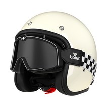 (모모이숍) VOSS 레트로 헬멧 오토바이 스쿠터 전동킥보드 헬멧 소두 헬멧, 그레이 + 큰 고글