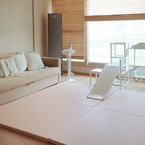 쁘띠메종 2단 폴더 거실매트 솔리드 210X140X4cm, 양면 웜그레이