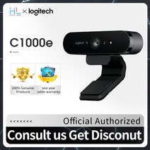 Logitech-오리지널 C1000e BRIO 4K 웹캠 간단한 패키지 화상 회의 스트리밍 녹화 pc용 호환 웹 카메라, New C1000 Add tripod