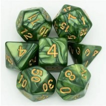 Udixi 대리석 주사위 다면체 아크릴 DND RPG MTG 주사위 보드 또는 카드 게임 던전 앤 드래곤 플라스틱 주사위 세트 (블루 스카이), Green