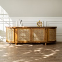 소피아엘렌 에반 모던프렌치 높은 라탄 거실장 2000 A타입 체스트 케인 TV다이 원목 북유럽 스칸디나비아