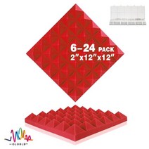 음향사운드디퓨저 판넬 베이스트랩 방음 흡음 스피커흡음판 방음재 103910, High Density_24 Pcs With Tapes, Red