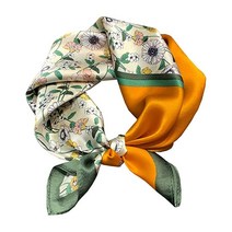 미국발송 JERLA 여성용 남성용 스몰 스퀘어 100% 리얼 멀베리 실크 새틴 스카프 헤어 헤드 페이스 스카프 53.3cm x 53.3cm 블루와 화이트 범선