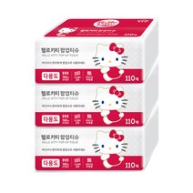 헬로키티 팝업 천연펄프 미용티슈 3겹 레드 3p, 110매, 1세트