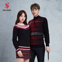 세바스찬골프 남성 빅체크 하이넥 니트 J801