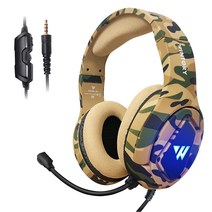 유선 RGB 게임용 헤드셋 PS5/PS4용 마이크 소음 차단 기능이 있는 LED 헤드폰 스테레오 서라운드, 18x8.5x20cm, ABS, 사막 위장