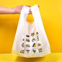손잡이 음식 포장 비닐봉투 디자인: 음식 이모티콘 (소) (중), 대용량 감사합니다 중 (500매)