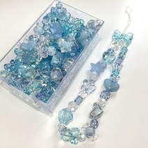 공예 용품 10g 믹싱 8 스타일 아크릴 비즈 스마일 하트 플라워 루스 DIY 수제 전화 체인 팔찌 쥬얼리 액세, 한개옵션1, 02 C02 Blue