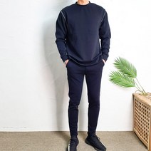 코코로맨틱 오버핏 명품 라인 트임 맨투맨 조거팬츠 세트