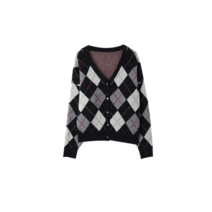 니트 톱 부드러운 와이드 루즈핏 퀼팅 일찍이 가을 여성 브이넥 스웨터 가디건 2745116170