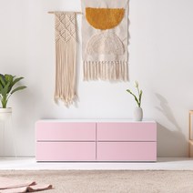 퍼니코 로니 1200 2단 서랍 모듈 TV다이 거실장, 화이트 핑크