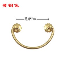 엔틱가구 부품 퓨어 브론즈 카우보이 가구 차이나 빈티지 올드 책장 서랍 나무상자 손잡이, 10 구멍거리7cm황동색