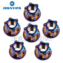 Wanyifa 티타늄 너트 M6M8M10M12M14M16 Torx 플랜지 육각 너트 오토바이 리어 액슬 6pcs, M12 1.25Pitch+Burnt blue