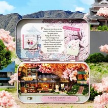 DIY 3D 수제 재미있는 인형의 집 극장 미니어처 상자 귀여운 집 조립 키트 장난감 선물, CHERRY BLOSSOMS