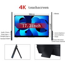 WEICHENSI173 quot4K 휴대용 모니터 터치스크린 x c타입 USB HDMI 노트북 Xbox 스위치 호환, 03 With touch AU Plug