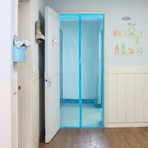 해충방지 문 (210x100 모기장 블루) 현관 자석, 상세페이지 참조
