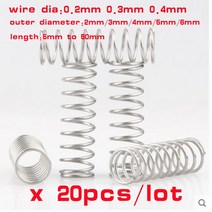 20pcs 와이어 직경 0.2mm 0.3mm 0.4mm 스테인레스 스틸 압축 스프링 304 SUS Y 형 로터 리턴, [02] 0.4mm, [05] 6mm, [05] 45mm, 05 45mm_02 0.4mm_05 6mm