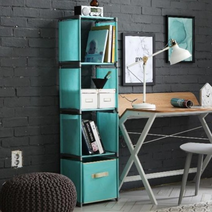 조립식 책장 틈새 코너 기숙사 원룸 심플 공간 박스 4단, 베이지