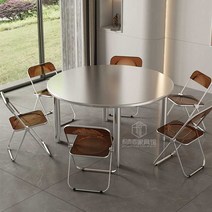 스텐 원형 테이블 1200 대형 연회장 접이식 식탁 마당, 직경 130 원형 테이블 (접이식 다리)