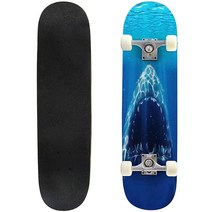 클래식 오목 스케이트보드 3D 렌더링 그레이트 화이트 샤크 일러스트레이션 롱보드 메이플 데크 익스트림 스포츠 및 아웃도어 더블 킥 트릭 초보자 및 전문가용