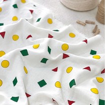 대폭 면100% 워싱 이중거즈 면 거즈 잠옷 블랭킷 이불 원단 - 못말리는 세모네모