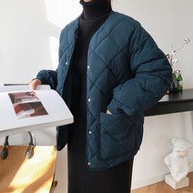 lizzery노카라 퀄팅 누빔 여성 숏패딩 점퍼 겨울 자켓 데일리
