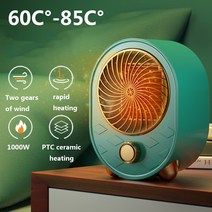 산업용 열풍기 공업용 2023 새로운 1000W 85C ° 전기 히터 휴대용 데스크탑 팬 PTC 세라믹 난방 따뜻한 공기 송풍기 홈 오피스 워머 기계, 미국, 02 Green