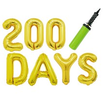 고백하는날 골드 100days 알파벳 은박풍선 파티 100일 핸드펌프 풍선세트, 1세트, 200일