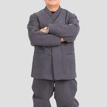 토지몰 겨울용 남성 선염 면 누비 브이넥 배색 3p 세트 개량 생활한복 절복 법복 승복 단체복